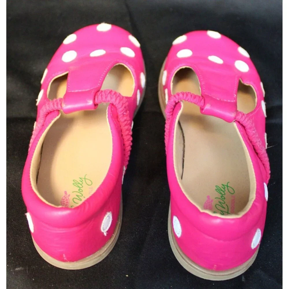 Lolly Wolly Doodle Pink Polka Dot Girls Mary Janes sz 2 Leather Shoes T-Strap